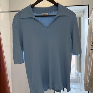 Sandro Men's Sky Blue Ribbed Polo